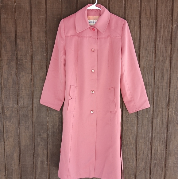 Vintage Grand Tier Trench Coat Dusty Rose - Picture 10 of 12
